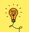 © New Africa - Idea concept. Creative illustration of light bulb on yellow background