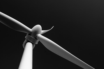 closeup of a windmill. black and white photo