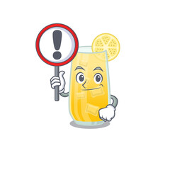 Sticker - A cartoon icon of screwdriver cocktail with a exclamation sign board