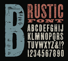 A Rustic Wood Letterpress Styled Vector Alphabet 