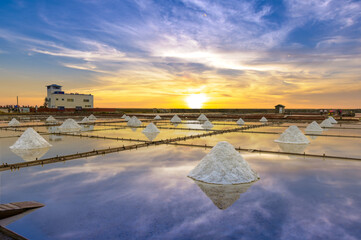 Salt pans in Jingzaijiao, Tainan, Taiwan