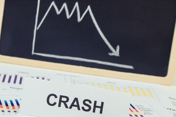 Graphs representing financial crisis caused by coronavirus. Risk of recession around world. Covid-19