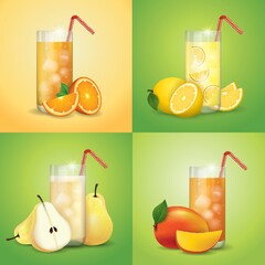 Poster - collection of fruit juices and slices