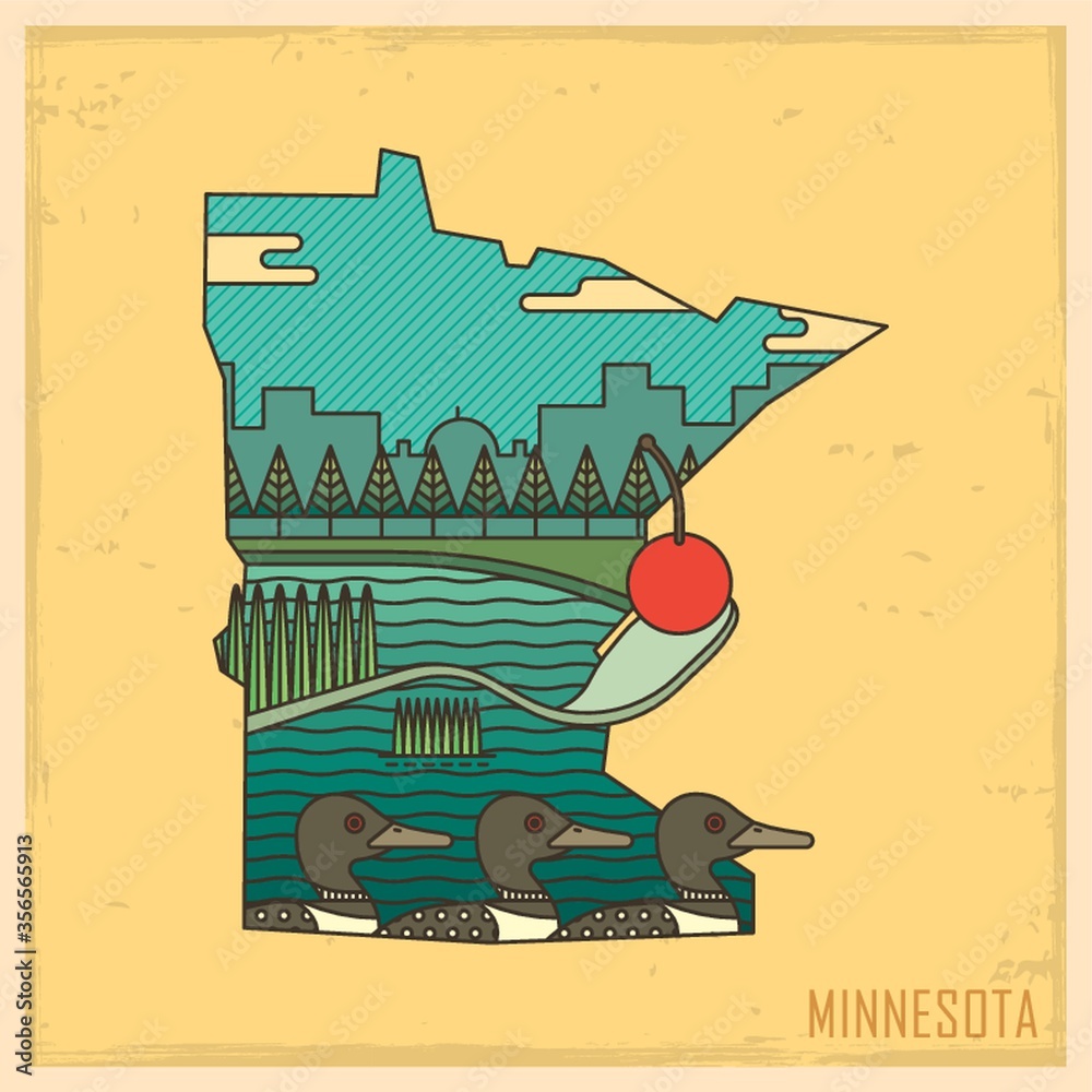 minnesota state map Stock Vector | Adobe Stock