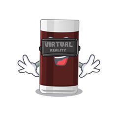 Sticker - A cartoon image of glass of chocolate using modern Virtual Reality headset