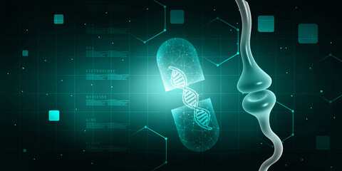 Poster - Synapse and Neuron cells sending electrical chemical signals. 3d rendering
