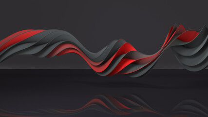 Canvas Print - Red and gray twisted spiral shape 3D rendering