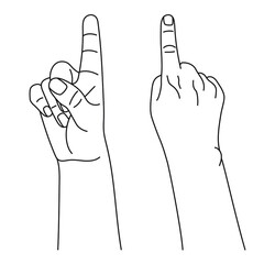Wall Mural - index finger as number one in various sides view, hand gesture. concept of finger counting. vector i