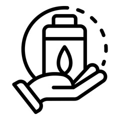Poster - Hand with eco battery icon. Outline hand with eco battery vector icon for web design isolated on white background