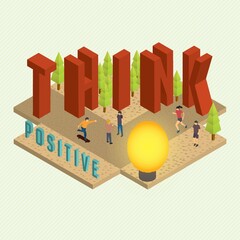 Wall Mural - think positive quote