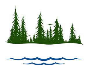 Sticker - The Coniferous forest symbol with lake.