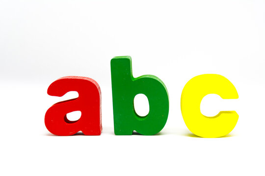 Alphabet letters with 3d wooden letters isolated on white