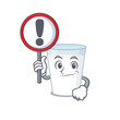 © kongvector - A cartoon icon of glass of milk with a exclamation sign board