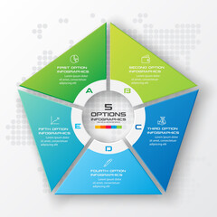 Wall Mural - Pentagon element for infographic,Business concept with 5 options,Vector illustration.