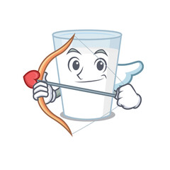 Sticker - Glass of milk in sweet romantic cupid cartoon drawing with arrow