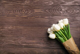 Fototapeta Tulipany - Nice white tulips bouquet