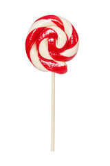 Wall Mural - Sweet red and white lollipop isolated on white