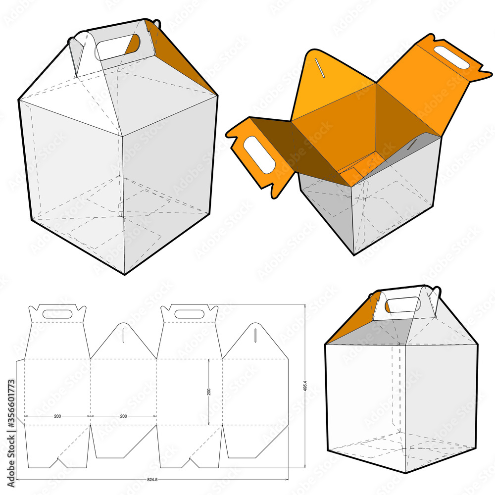 Folding Box With Handle (Internal measurement 20 x 20 + 20xcm) and Die ...