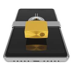 Mobile phone access lock, black smartphone with a blank screen and padlock as a lock symbol - 3d illustration