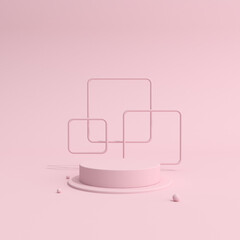 Poster - Abstract mock-up in minimal style, Podium with geometry for product presentation. 3D rendering.