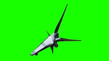 Canvas Print - sci fi fufturistic ship. concept of future. green screen. 3d rendering.