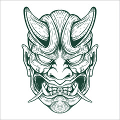 Canvas Print - tattoo oni mask artwork illustration