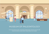 Fototapeta Dinusie - Museum of paleontology poster flat vector template