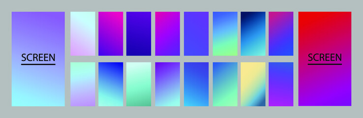 Poster - blue, purple and violet set of abstract vector gradient backgrounds. colorful texture for your desig