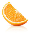 Wedge of orange citrus fruit stand isolated on white background. Orange slice with clipping path.