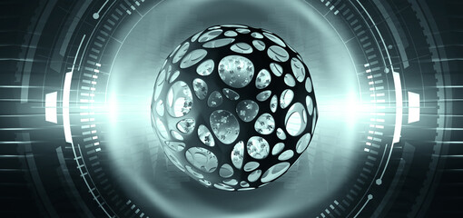 Poster - Research of viral mutations. Nanotechnology in the Microbiology of the Future 3D illustration