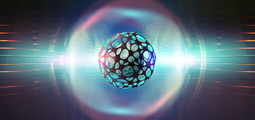 Aufkleber - Artificial Intelligence. Computer mind. Futuristic Data center. Quantum processor abstract concept 3d illustration. Digital Brain and Future Technologies