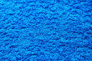 Sticker - Bath paper towel texture background. Bright blue woven terry cloth material design. Light blue soft wool towel pattern, new bath item close up detailed view