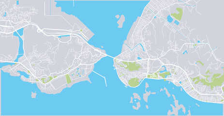 Urban vector city map of Halong, Vietnam