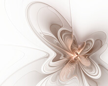 Fractal Abstraction On A White Background. Beige Butterfly