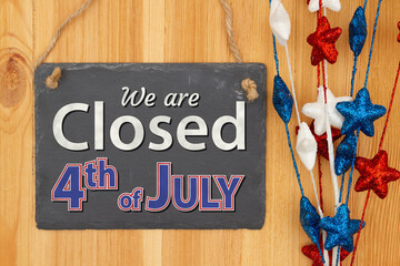 Canvas Print - We are closed 4th of July chalkboard sign