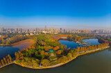 Fototapeta Miasto - Hubei Wuhan East Lake Scenic Area Late Autumn Aerial Photography Scenery