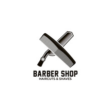 Vector Of Barbershop Vintage Logo Template On Isolated White Background