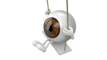Brown Eyeball With Arms And Legs On A Swing 3d Animation Loop