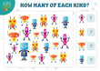 © kora_ra_123 - How many of each kind cartoon robot counting game for kids vector illustration