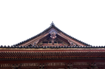 Ancient Japanese style roof of temple in public place.