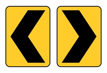 Wall Mural - Left and right Chevron traffic signs on white background