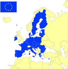 Wall Mural - Map of European Union with isolated polygons of countries