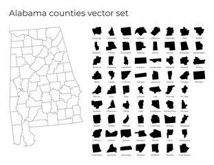 Wall Mural - Alabama map with shapes of regions. Blank vector map of the Us State with counties. Borders of the us state for your infographic. Vector illustration.