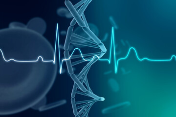 Poster - 3d render of dna structure, abstract background
