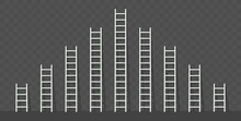 Big And Small White Step Ladder With A Shadow. Vector Illustration Set.