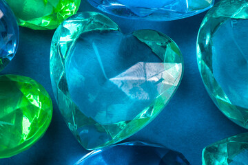 Poster - crystals of blue and green on a blue background