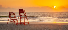 Lifeguard Chairs At Sunrise