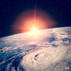 Wall Mural - sunrise, view from space. the elements of this image furnished by nasa.