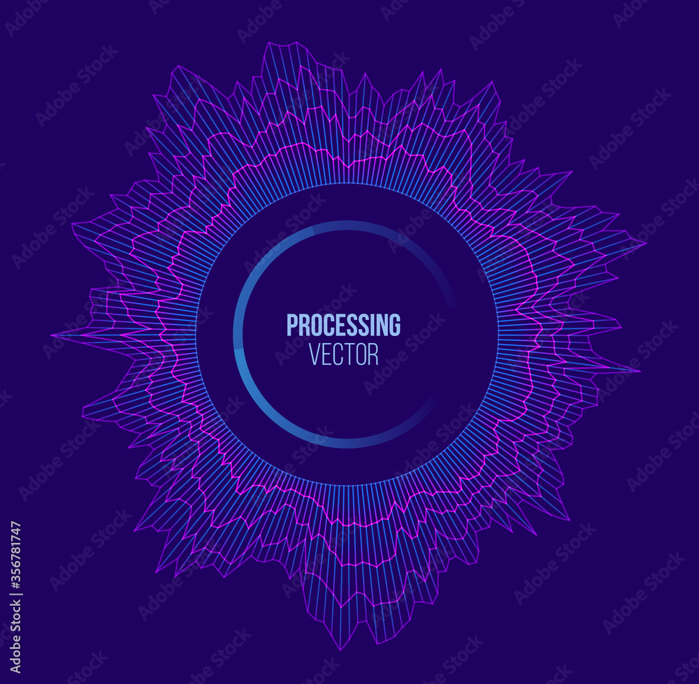 Processing circle. Development process. Buffer timeline chart. Business ...