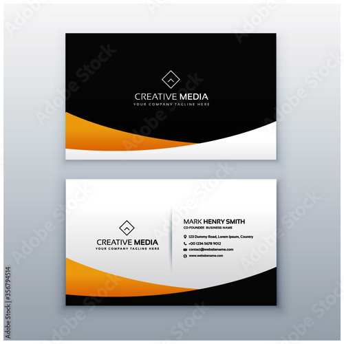 Cuadros en Lienzo yellow and black business card design in clean minimal style